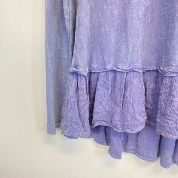 Anthropologie Eri & Ali Periwinkle Ruffle Long Sleeve Top - Picture 2 of 12